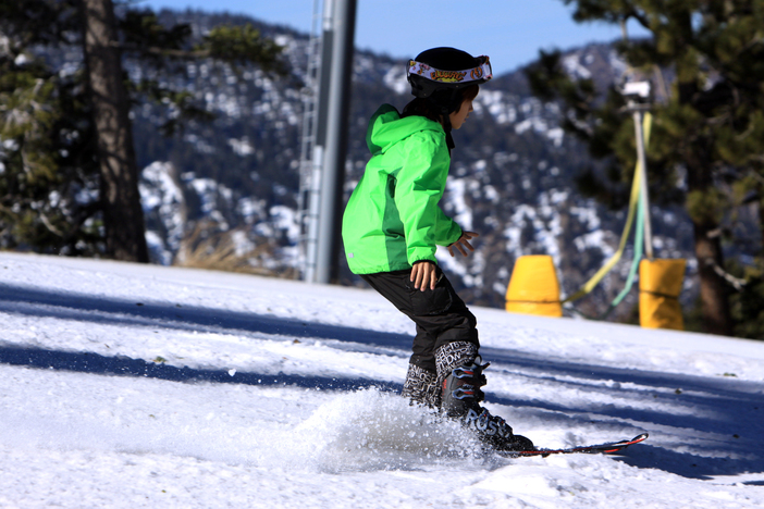 Blue skies and soft, spring snow.