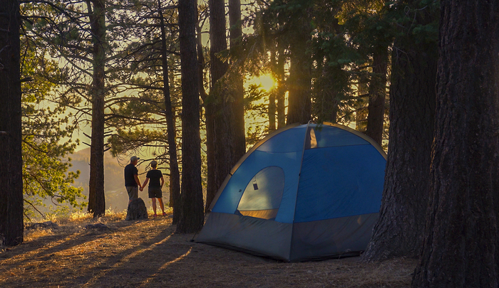 20220721 Table Mountain Campground holding hands sunset tent 