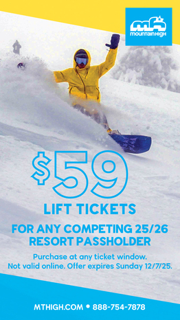 Mountain High - $59 Lift Ticket For Competitng Resort Pass Holders