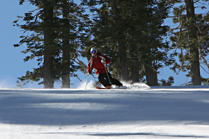 Enjoying the soft snow on Conquest.