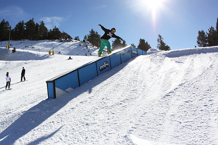 Hit the quarter pipe before jibbing Lower Chisolm.