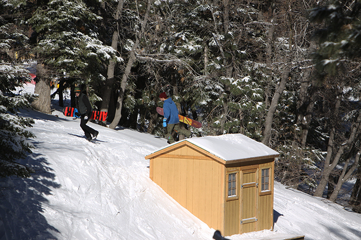 Team riders Nick Visconti and Ryan Paul scoping the new Gulch and planning lines.