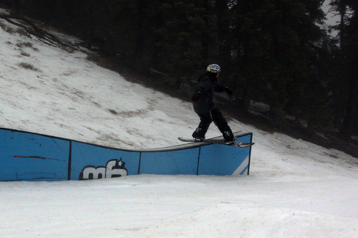 Caleb hitting the roller box.