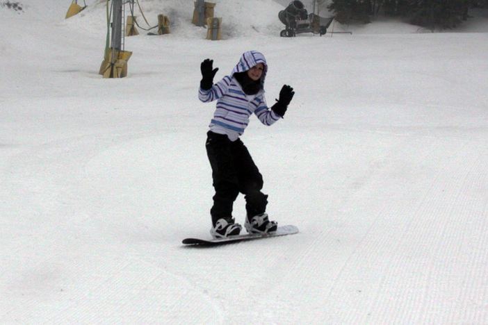 Having fun on the bunny slopes.