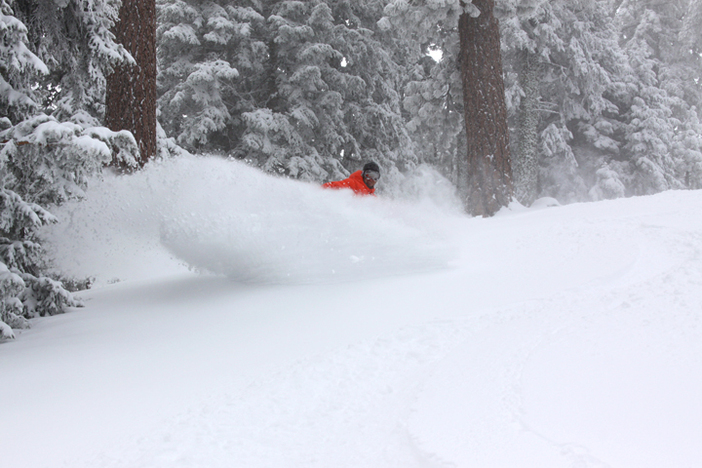 Blasting through the new pow on Hunts.