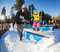 Cory Cronk teaching his daughter how to shred during the Learn to ride demo.