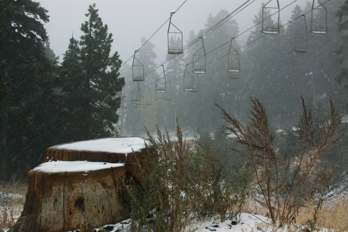 A little snow build up on the stump bonk.