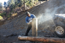 Terrain Park Manager Rick shaping some new Woodworth jibs