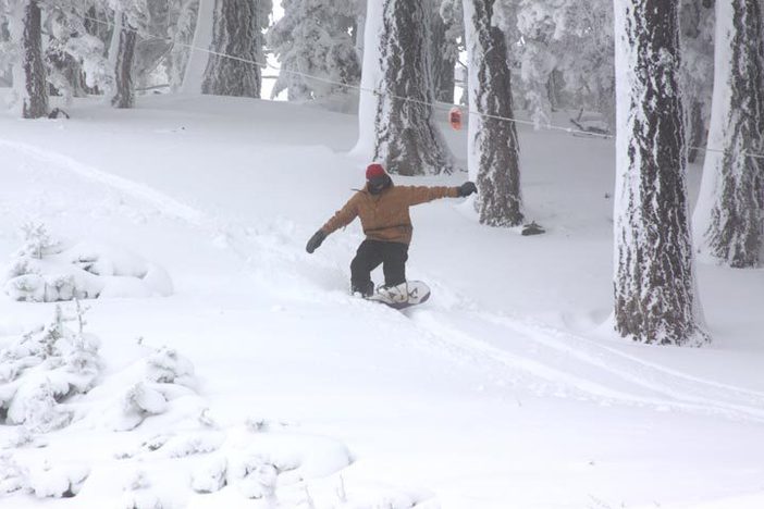 Snagging some fresh pow on the side of Upper Chisolm.