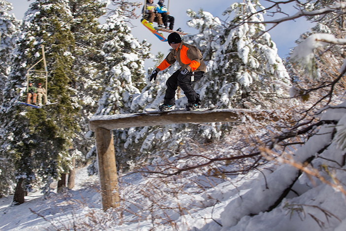 Nick taking some early runs through the Woodworth Gulch.