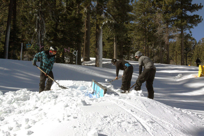 The park crew always working hard to keep the features in top shape