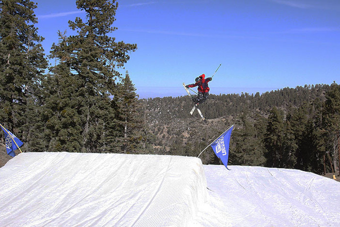 Soaring off the step down on Lower Chisolm.