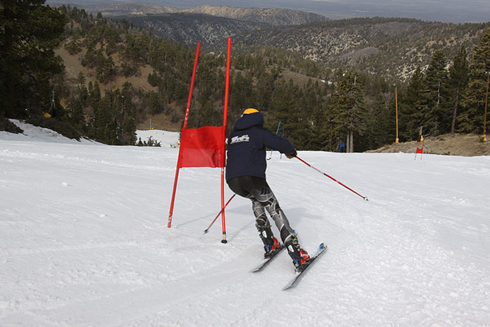 Team Mountain High speeds through the slalom course.