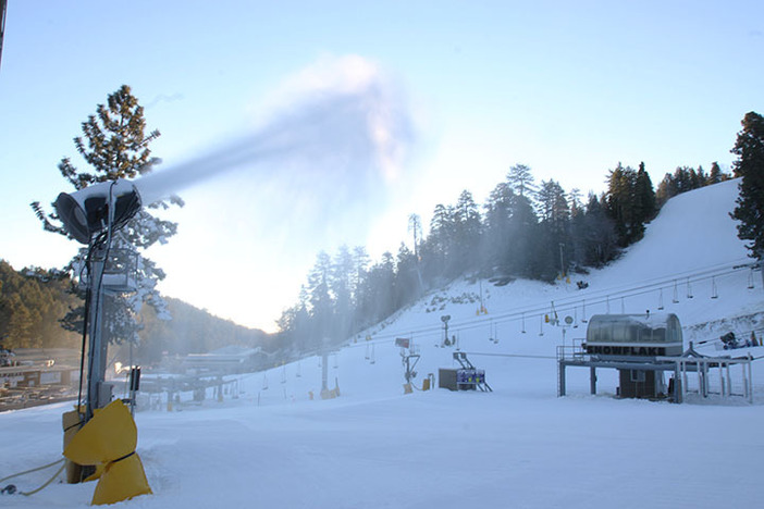 Fresh snowmaking at the base of West.