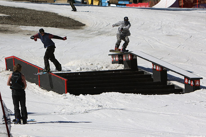 Teaming up for the shot on the Active stair set.