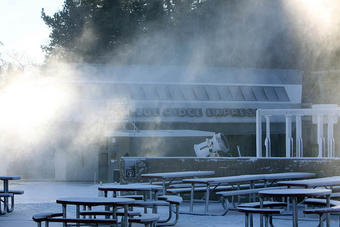 Blue Ridge Express getting a good coating of that white stuff.