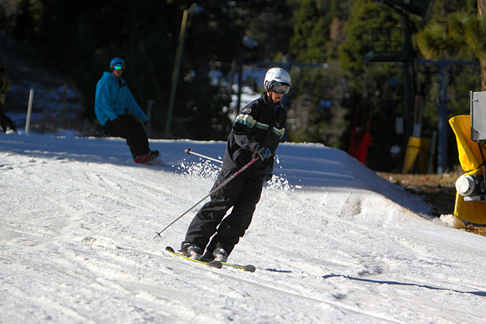 Skiing the soft, spring snow.