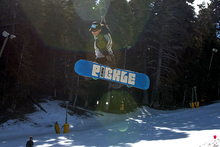 Catching air on the Lower Chisolm jump line.