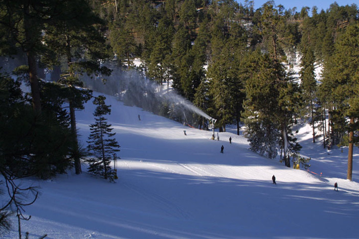 Early morning snowmaking to freshen up the runs.