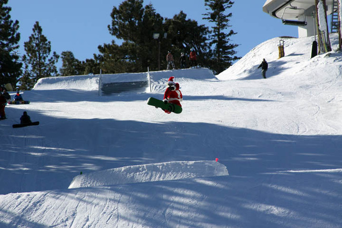 Santa doesn't need a magic sleigh to fly at Mountain High.