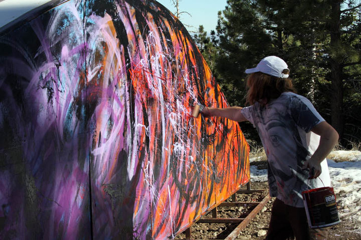Painting the new Nike feature for the CHOSEN Rail Jam that takes place on Friday in The Playground!