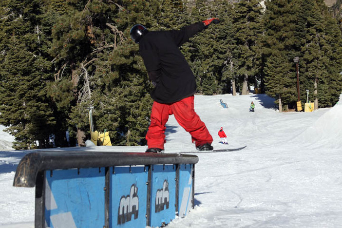 Blake Lopiccolo front boarding the Dome Rail on the Wedge.