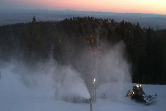 Top-to-bottom snowmaking last night at the West Resort.