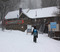 Fresh snow covers the Bullwheel Bar & Grill.