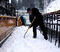 Shoveling snow out of the Foggy Goggle.