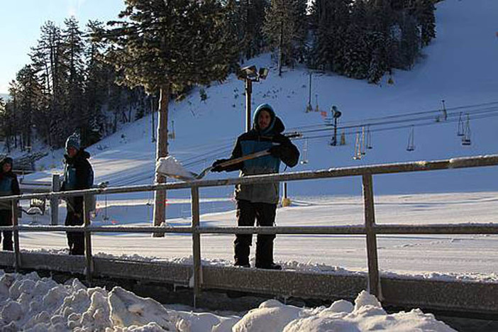 Shoveling out.