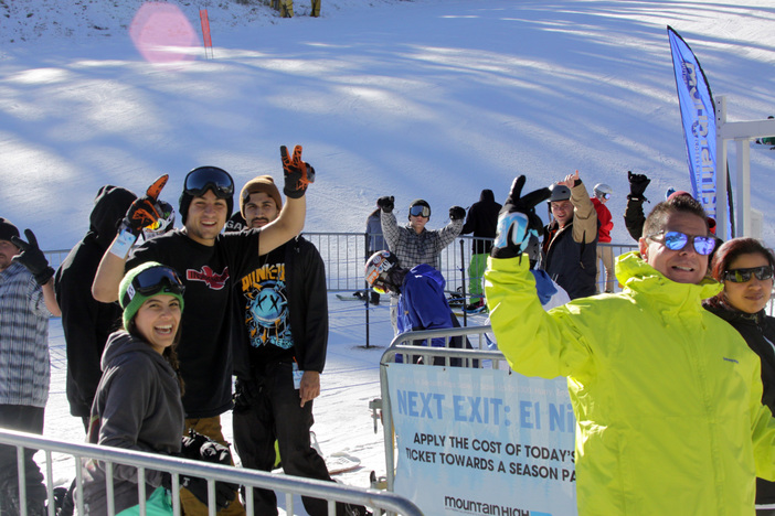 Snowboarding with friends.