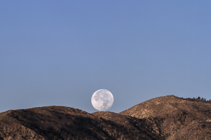 Super Moon peeking over the ridge.