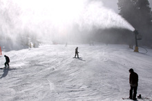 Cold temperatures and clear skies equal prime snow blowing conditions.