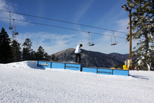 Ski slide on the tiered boxes on Borderline.