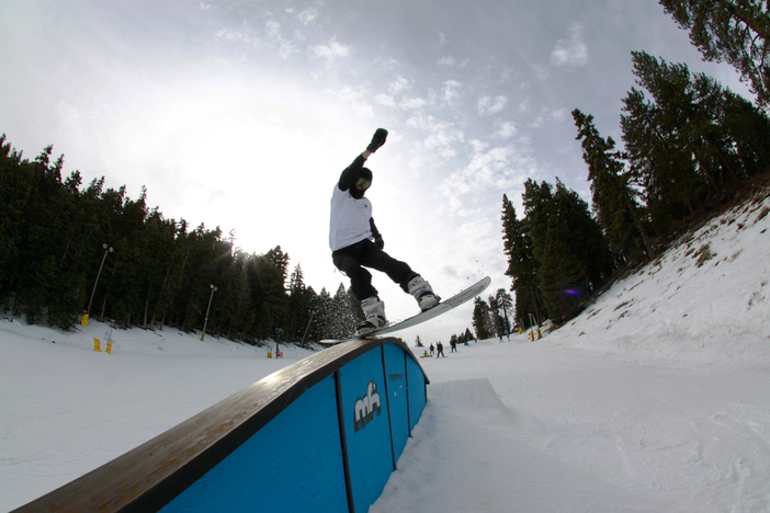 @colbsss with a huge blunt over the rainbow rail.