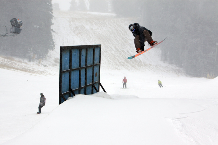 Airing through the snowflakes.