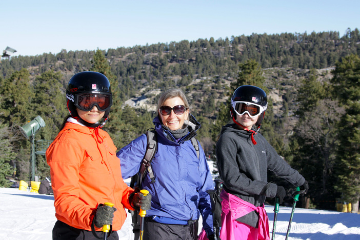 Skiing as a family.