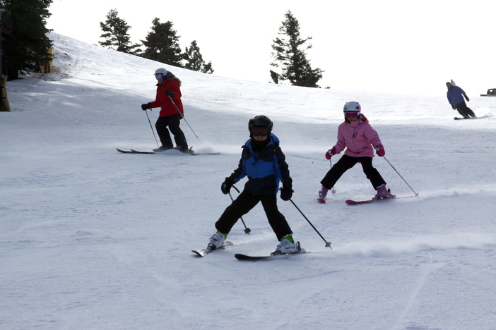 Skiing through the soft snow on Lower Chisolm