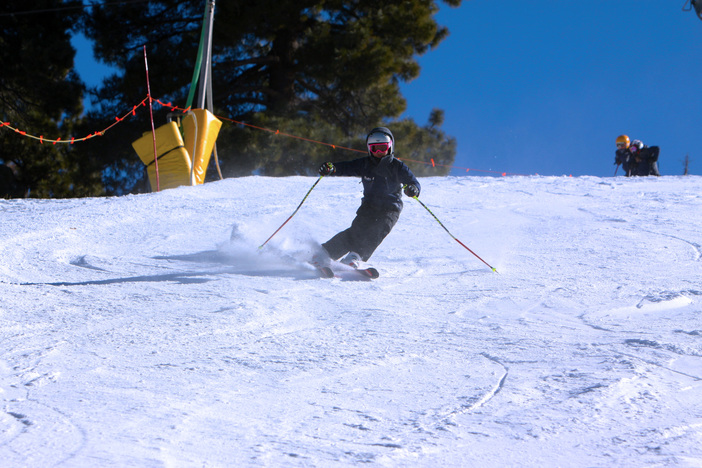 Carving up that packed powder on Wyatt.