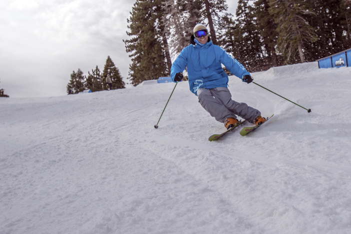 Carving up the packed powder on Lower Chisolm.