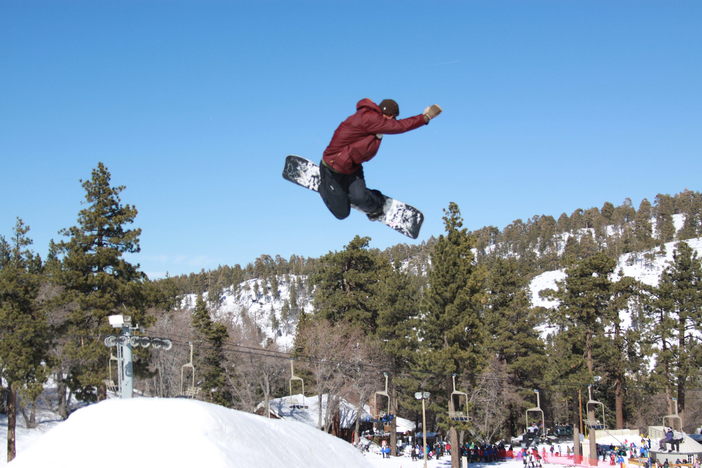 Hitting the snow spine on Creekside.