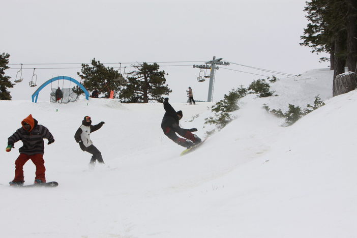 Party line through snow berms.