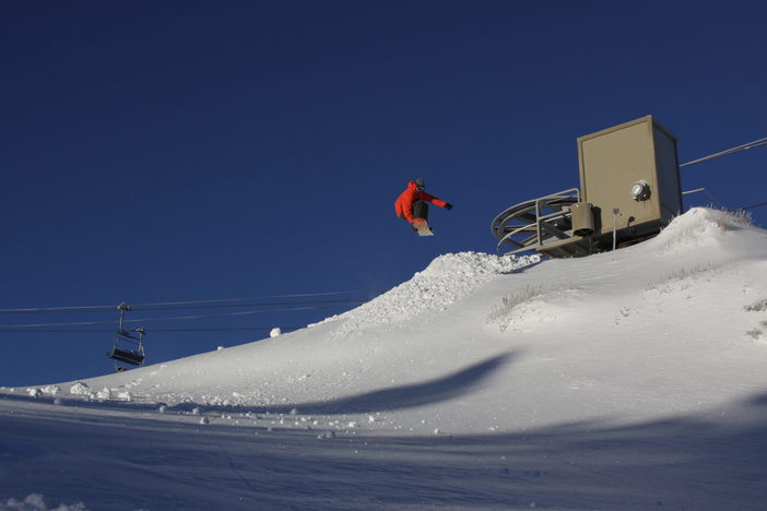 Launching off the top of Competition chair.