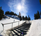 Board slide on the down stair set on upper Chisolm.