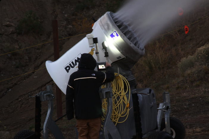 Mike McDonald, head snowmaker, checking the system.