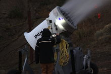 Mike McDonald, head snowmaker, checking the system.