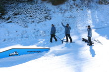 Park staff tuning up the jib line.